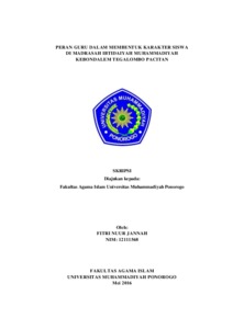 Peran Guru Dalam Membentuk Karakter Siswa Di Madrasah Ibtidaiyah Muhammadiyah Kebondalem Tegalombo Pacitan - Umpo Repository