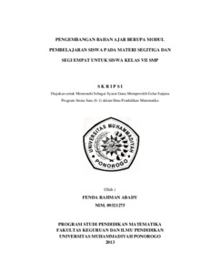 Pengembangan Bahan Ajar Berupa Modul Pembelajaran Siswa Pada Materi Segitiga Dan Segi Empat Untuk Siswa Kelas Vii Smp - Umpo Repository