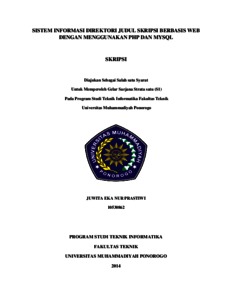 Sistem Informasi Direktori Judul Skripsi Berbasis Web Dengan Menggunakan Php Dan Mysql - Umpo Repository