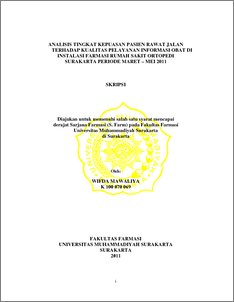 Analisis Tingkat Kepuasan Pasien Rawat Jalan Terhadap Kualitas Pelayanan Informasi Obat Di Instalasi Farmasi Rumah Sakit Ortopedi Surakarta Periode Maret – Mei 2011 - Ums Etd-Db