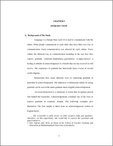 A Comparative Study On Indonesian And English Acknowledgement Used In Undergraduate Theses - Ums Etd-Db