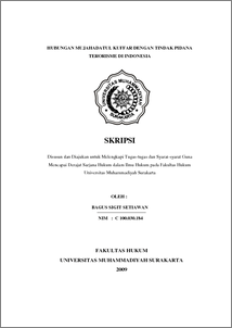Hubungan Mujahadatul Kuffar Dengan Tindak Pidana Terorisme Di Indonesia - Ums Etd-Db