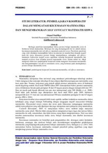 Studi Literatur: Pembelajaran Kooperatif Dalam Mengatasi Kecemasan Matematika Dan Mengembangkan Self Efficacy Matematis Siswa - Lumbung Pustaka Uny