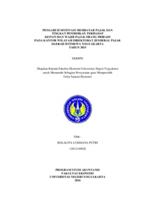 Pengaruh Motivasi Membayar Pajak Dan Tingkat Pendidikan Terhadap Kepatuhan Wajib Pajak Orang Pribadi Pada Kantor Wilayah Direktorat Jenderal Pajak Daerah Istimewa Yogyakarta Tahun 2015 - Lumbung Pustaka Uny