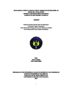 Pengaruh Latihan Variasi Umpan Terhadap Keterampilan Sepak Sila Pada Siswa Peserta Ekstrakurikuler Sepak Takraw Di Smp Negeri 2 Godean - Lumbung Pustaka Uny