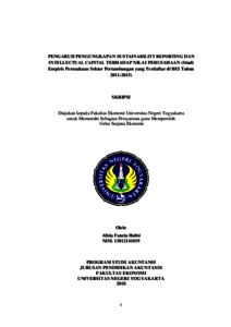 Pengaruh Pengungkapan Sustainability Reporting Dan Intellectual Capital Terhadap Nilai Perusahaan (Studi Empiris Perusahaan Sektor Pertambangan Yang Terdaftar Di Bei Tahun 2011-2015) - Lumbung Pustaka Uny