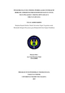 Pengembangan Multimedia Pembelajaran Interaktif Berbasis Android Materi Konstruksi Kaitan Untuk Mata Pelajaran Tekstil Siswa Kelas X Smk Tata Busana - Lumbung Pustaka Uny