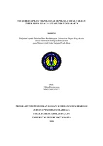 Tes Keterampilan Teknik Dasar Sepak Sila Sepak Takraw Untuk Siswa Usia 13 – 15 Tahun Di Yogyakarta - Lumbung Pustaka Uny