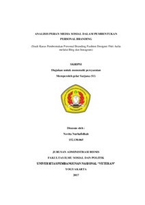 Analisis Peran Media Sosial Dalam Pembentukan Personal Branding (Studi Kasus Pembentukan Personal Branding Fashion Designer Fitri Aulia Melalui Blog Dan Instagram) - Repository Upn "Veteran" Yogyakarta