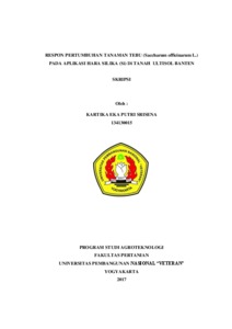 Respon Pertumbuhan Tanaman Tebu (Saccharum Officinarum L.) Pada Aplikasi Hara Silika (Si) Di Tanah Ultisol Banten - Repository Upn "Veteran" Yogyakarta
