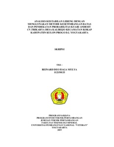 Analisis Kestabilan Lereng Dengan Menggunakan Metode Kesetimbangan Batas Dan Pendekatan Probabilitas Kuari Andesit Cv.trikarya Desa Kalirejo Kecamatan Kokap Kabupaten Kulon Progo D.i. Yogyakarta - Repository Upn "Veteran" Yogyakarta