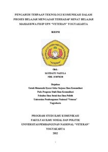 Pengaruh Terpaan Teknologi Komunikasi Dalam Proses Belajar Mengajar Terhadap Minat Belajar Mahasiswa Fisip Upn “Veteran” Yogyakarta - Repository Upn "Veteran" Yogyakarta