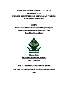 Peran Bmt Sumber Mulia Dalam Upaya Pemberdayaan Ekonomi Kreatif Di Pasar Kriya Lopait Tuntang Kabupaten Semarang - Walisongo Repository