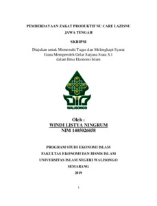 Pemberdayaan Zakat Produktif Nu Care Lazisnu Jawa Tengah - Walisongo Repository