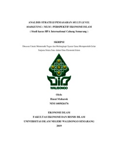 Analisis Strategi Pemasaran Multi Level Marketing Mlm Perspektif Ekonomi Islam : Studi Kasus Hpa International Cabang Semarang - Walisongo Repository