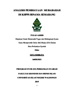 Analisis Pembiayaan Murabahah Di Kspps Binama Semarang - Walisongo Repository