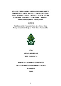 Analisis Kemampuan Pemahaman Konsep Matematis Pada Materi Fungsi Ditinjau Dari Multiple Intelligences Sesuai Teori Gardner Siswa Kelas X Sman 1 Kendal Tahun Pelajaran 2018/2019 - Walisongo Repository