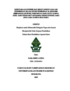 Kesetaraan Gender Dan Relevansinya Dalam Pendidikan Islam : Studi Pemikiran M. Quraish Shihab Dalam Buku Perempuan Dari Cinta Sampai Seks; Dari Nikah Mut'ah Sampai Nikah Sunnah; Dari Bias Lama Sampai Bias Baru -