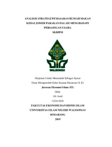 Analisis Strategi Pemasaran Rumah Makan Kedai Jomer Parakan Dalam Menghadapi Persaingan Usaha - Walisongo Repository