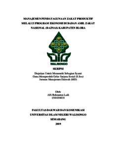 Manajemen Pendayagunaan Zakat Produktif Melalui Program Ekonomi Di Badan Amil Zakat Nasional (Baznas) Kabupaten Blora - Walisongo Repository