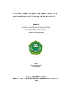 Penafsiran Huruf Al-Muqatha'ah Menurut Syekh Abdul Qodir Al-Jailani Dalam Tafsir Al-Jailani - Walisongo Repository