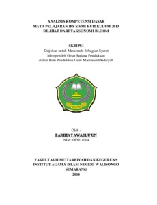 Analisis Kompetensi Dasar Mata Pelajaran Ips Sd/Mi Kurikulum 2013 Di Lihat Dari Taksonomi Bloom - Walisongo Repository
