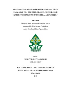 Penanaman Nilai-Nilai Pendidikan Agama Islam Pada Anak Usia Dini Di Kb Islam Plus Assalamah Kabupaten Semarang Tahun Pelajaran 2014/2015 - Walisongo Repository
