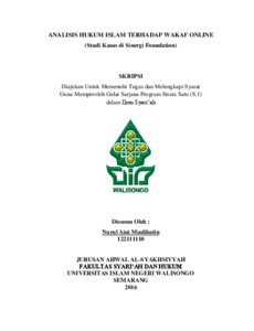 Analisis Hukum Islam Terhadap Wakaf Online (Studi Kasus Di Sinergi Foundation) - Walisongo Repository
