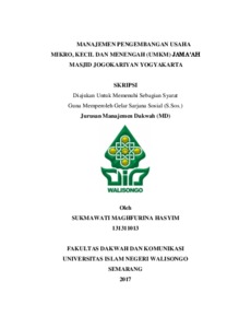 Manajemen Pengembangan Usaha Mikro, Kecil Dan Menengah (Umkm) Jama'ah Masjid Jogokariyan Yogyakarta - Walisongo Repository