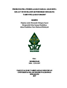 Problematika Pembelajaran Bahasa Arab Siswa Kelas V Di Mi Islamiyah Podorejo Semarang Tahun Pelajaran 2016/2017 - Walisongo Repository