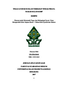 Tinjauan Hukum Islam Terhadap Tindak Pidana Makar Dalam Kuhp - Walisongo Repository