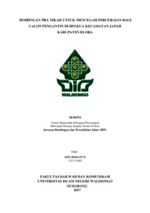 Bimbingan Pra Nikah Untuk Mencegah Perceraian Bagi Calon Pengantin Di Bp4 Kua Kecamatan Japah Kabupaten Blora - Walisongo Repository