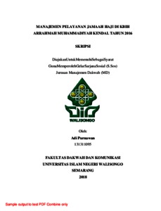Manajemen Pelayanan Jamaah Haji Di Kbih Arrahmah Muhammadiyah Kendal Tahun 2016 - Walisongo Repository