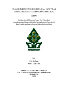 Analisis Tajdidun Nikah Karena Wali Yang Tidak Sah Di Kua Kecamatan Genuk Kota Semarang - Walisongo Repository