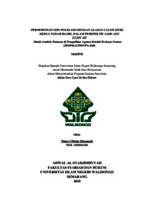 Permohonan Izin Poligami Dengan Alasan Calon Istri Kedua Sudah Hamil Dalam Perspektif Sadd Adz Dzari'ah : Studi Analisis Putusan Di Pengadilan Agama Kendal Perkara Nomor 2202/Pdt.g/2015/Pa.kdl) - Walisongo Repository