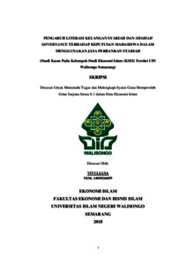 Pengaruh Literasi Keuangan Syariah Dan Shariah Governance Terhadap Keputusan Mahasiswa Dalam Menggunakan Jasa Perbankan Syariah : Studi Kasus Pada Kelompok Studi Ekonomi Islam (Ksei) Forshei Uin Walisongo Semarang - Walisongo Repository