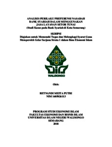 Analisis Perilaku Preferensi Nasabah Bank Syariah Dalam Menggunakan Jasa Layanan Setor Tunai : Studi Kasus Pada Bank Syariah Di Kota Semarang - Walisongo Repository