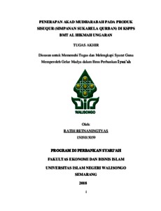 Penerapan Akad Mudharabah Pada Produk Sisuqur (Simpanan Sukarela Qurban) Di Kspps Bmt Al Hikmah Ungaran - Walisongo Repository