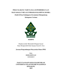 Peran Karang Taruna Dalam Pemberdayaan Masyarakat Melalui Program Kampung Domba : Studi Di Desa Sindangjawa Kecamatan Dukupuntang Kabupaten Cirebon - Walisongo Repository