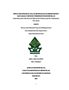 Peran Industri Kecil Dalam Meningkatkan Perekonomian Masyarakat Menurut Perspektif Ekonomi Islam : Studi Kasus Pada Usaha Konveksi Jilbab Di Desa Pendosawalan Kec. Kalinyamatan Kab. Jepara - Walisongo Repository