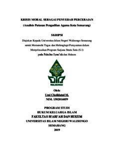 Krisis Moral Sebagai Penyebab Perceraian : Analisis Putusan Pengadilan Agama Kota Semarang - Walisongo Repository