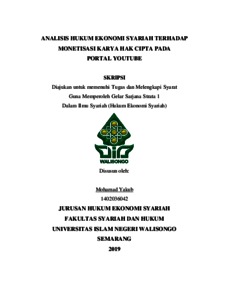 Analisis Hukum Ekonomi Syariah Terhadap Monetisasi Karya Hak Cipta Pada Portal Youtube - Walisongo Repository