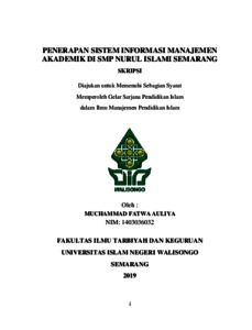 Penerapan Sistem Informasi Manajemen Akademik Di Smp Nurul Islami Semarang - Walisongo Repository