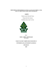 Implementasi Pengembangan Nilai Agama Dan Moral Anak Usia 4-5 Tahun Di Ra Nurul Huda Semarang - Walisongo Repository