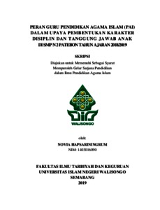 Peran Guru Pendidikan Agama Islam (Pai) Dalam Upaya Pembentukan Karakter Disiplin Dan Tanggung Jawab Anak Di Smp N 2 Patebon Tahun Ajaran 2018/2019 - Walisongo Repository