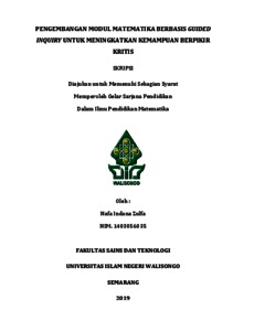 Pengembangan Modul Matematika Berbasis Guided Inquiry Untuk Meningkatkan Kemampuan Berpikir Kritis - Walisongo Repository