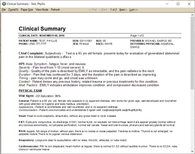 Visit Notes Eprosystem