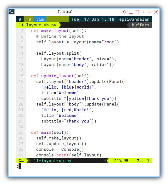 Python Rich Simple Layout
