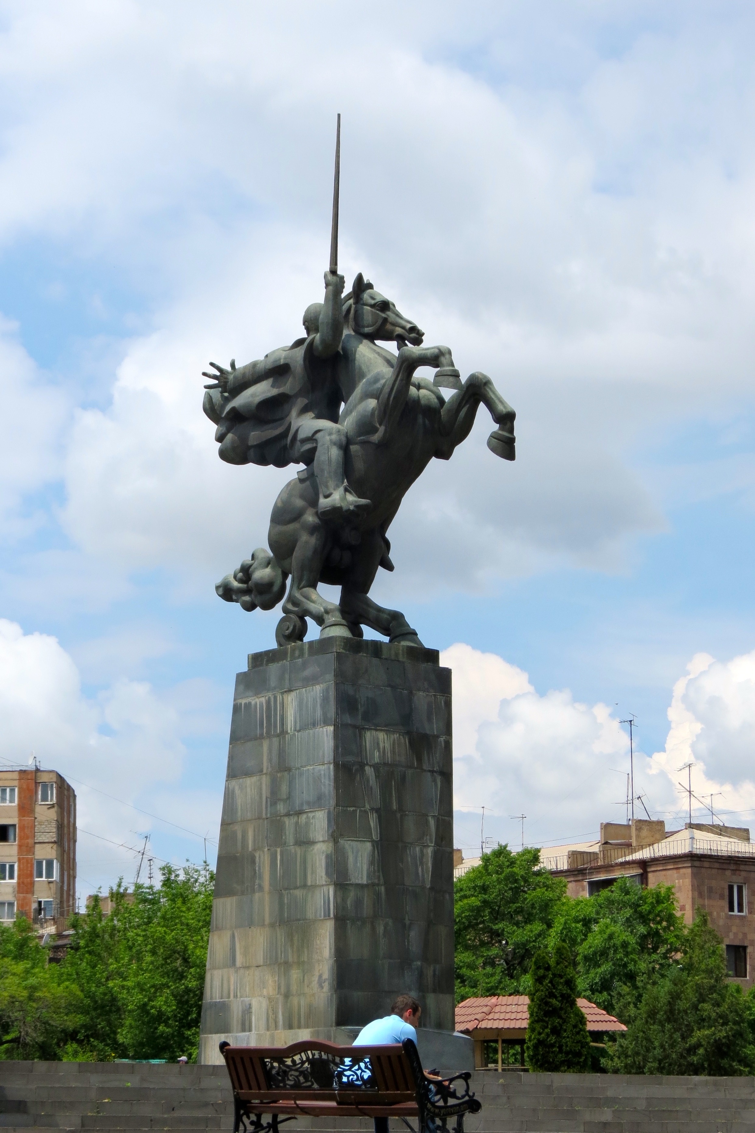 Equestrian statue of Hayk Bzhishkyan in Yerevan Armenia