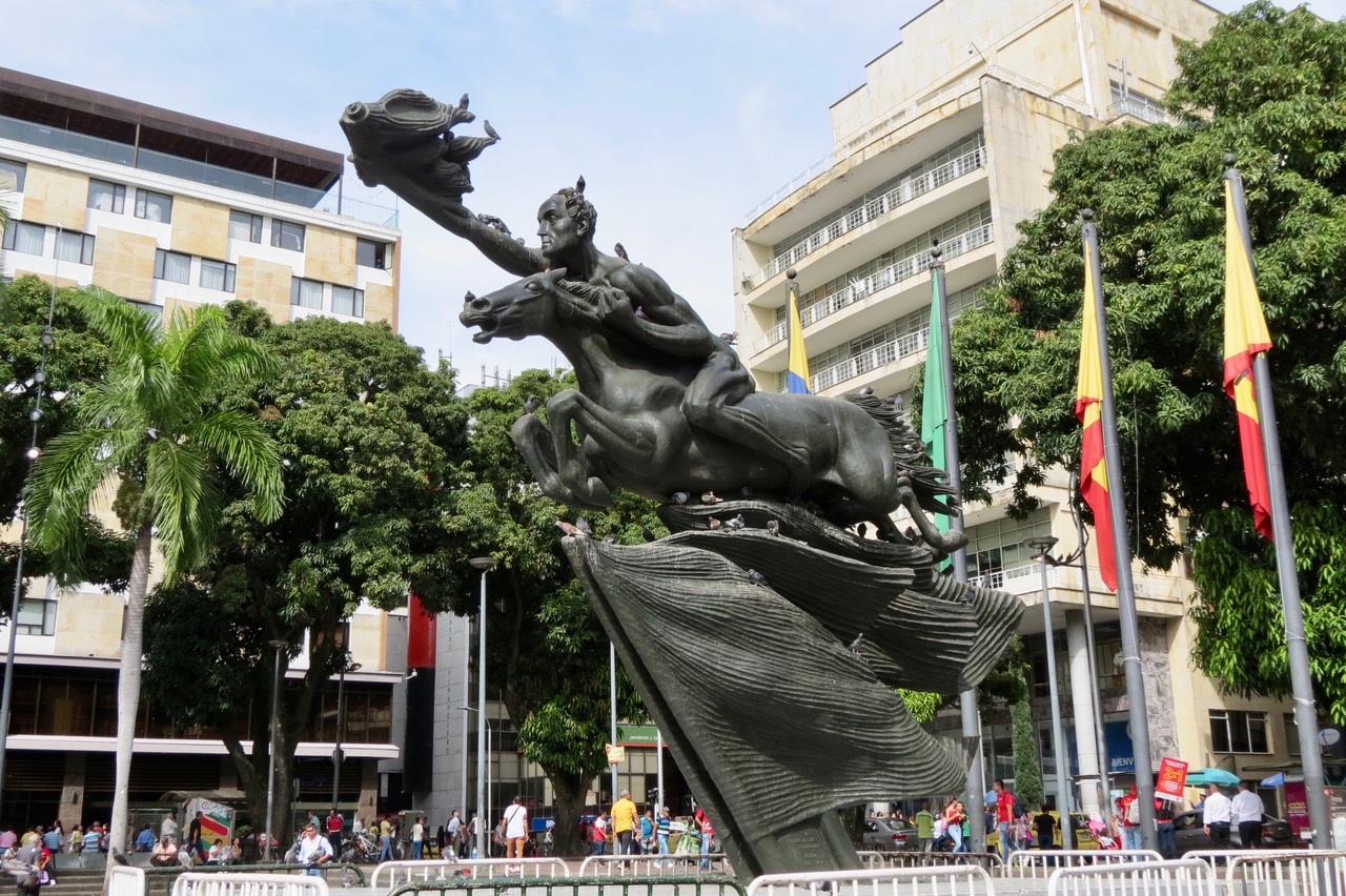 Equestrian statue of Simon Bolivar in Pereira Colombia
